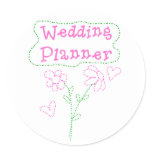 Pink Flowers Wedding Planner Classic Round Sticker