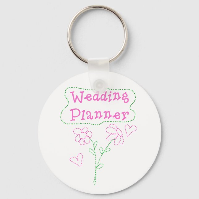 Pink Flowers Wedding Planner Keychain (Front)