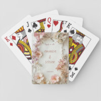 Pink Flowers Wedding Playing Cards