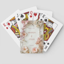 Pink Flowers Wedding Poker Cards