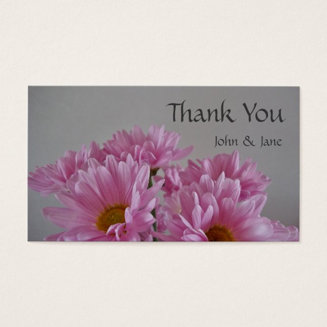 Pink Flowers Wedding Thank You Card (Front)