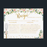 Pink Flowers Whisked away Bridal Shower Recipe Postcard<br><div class="desc">Pink Flowers Whisked away Bridal Shower Recipe card</div>