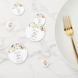 Pink Flowers, White Flowers, Boho, Baby Shower Confetti