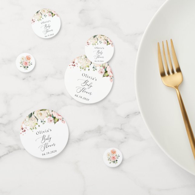 Pink Flowers, White Flowers, Boho, Baby Shower Confetti (Group)