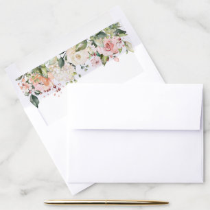 Pink Flowers, White Flowers, Boho, Baby Shower Envelope Liner