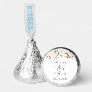 Pink Flowers, White Flowers, Boho, Baby Shower Hershey®'s Kisses®