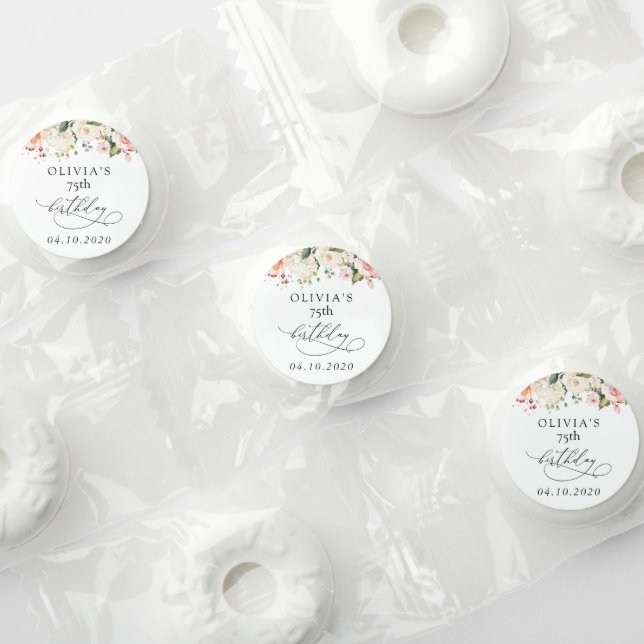 Pink Flowers, White Flowers, Boho, Birthday Life Saver® Mints (Assorted)