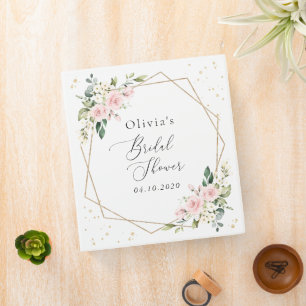 Pink Flowers, White Flowers, Boho, Bridal Shower 3 Ring Binder