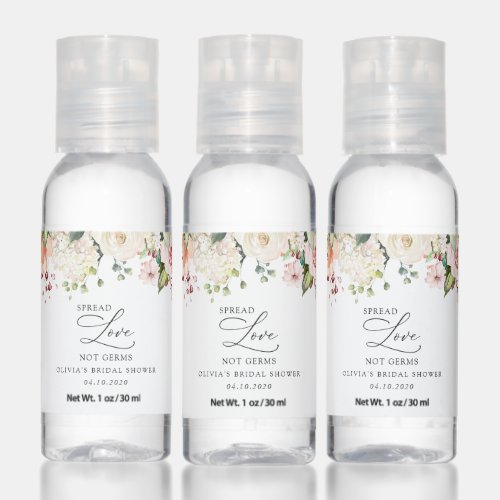 Pink Flowers White Flowers Boho Bridal Shower Hand Sanitizer