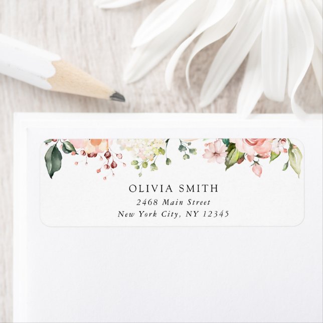 Pink Flowers, White Flowers, Boho, Bridal Shower Label (Insitu)