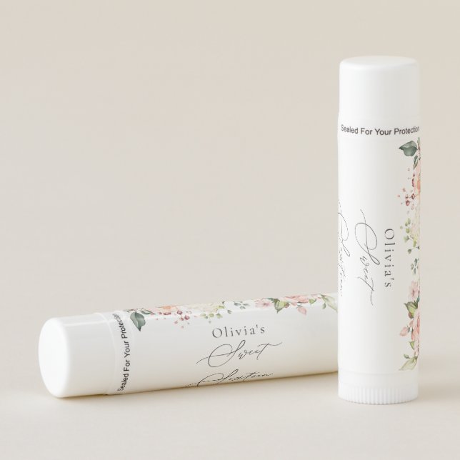 Pink Flowers, White Flowers, Boho, Sweet 16 Lip Balm (Front)