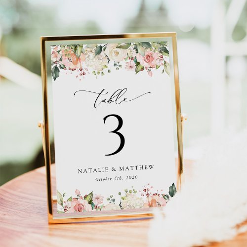 Pink Flowers White Flowers Boho Table Numbers