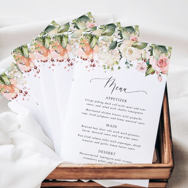 Pink Flowers, White Flowers, Bridal Shower Menu (Creator Uploaded)