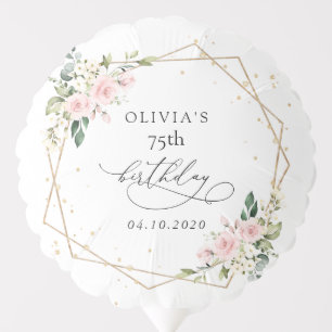 Pink Flowers, White Flowers, Greenery, Birthday Balloon