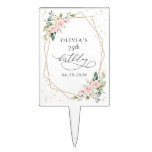 Pink Flowers, White Flowers, Greenery, Birthday Cake Topper