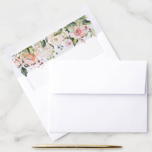 Pink Flowers, White Flowers, Greenery, Wedding Envelope Liner