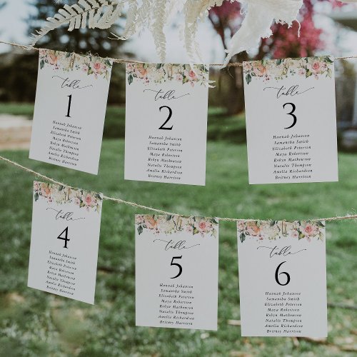 Pink Flowers White Flowers Seating Chart Cards