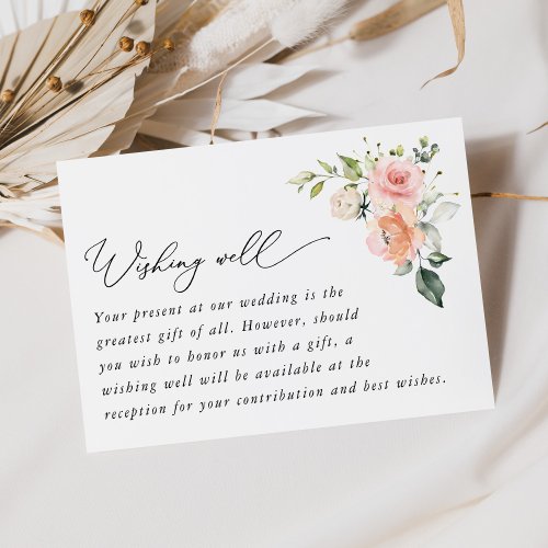 Pink Flowers White Flowers Wedding Wishing Well Enclosure Card