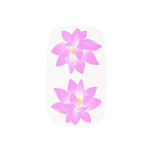 Pink Flowers White Nail Art