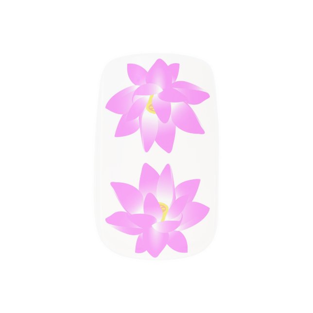 Pink Flowers White Nail Art (Left Thumb)