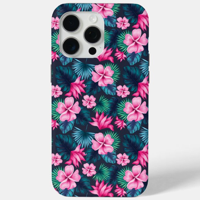 Pink Flowers with Green Leaves Partern-79066 Case-Mate iPhone Case (Back)