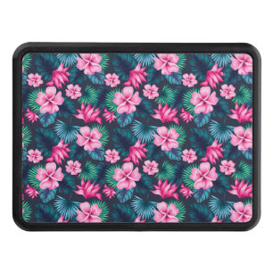 Pink Flowers with Green Leaves Partern-79066 Hitch Cover