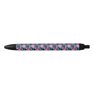 Pink Flowers with Green Leaves Partern-79066 Pen