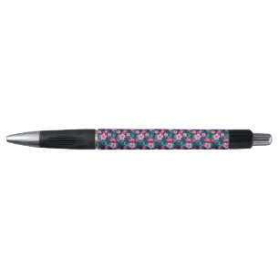 Pink Flowers with Green Leaves Partern-79066 Pen