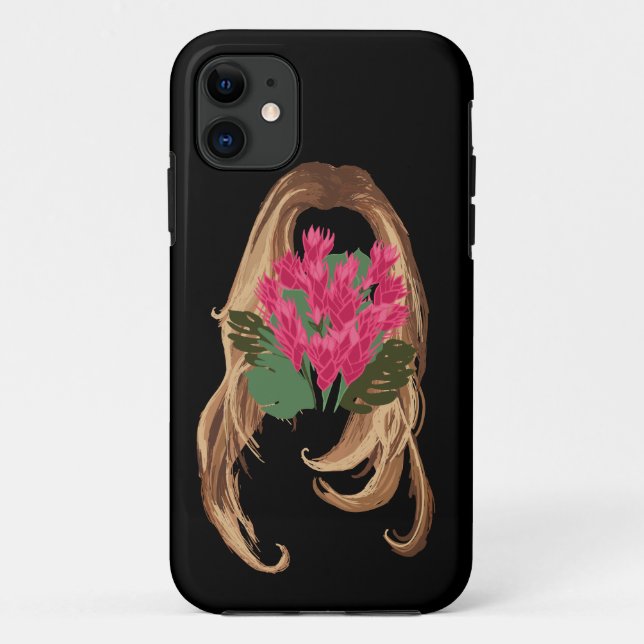 Pink Flowers & Woman Face Case-Mate iPhone Case (Back)