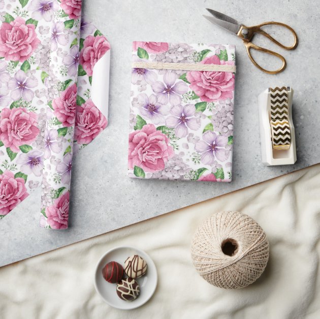 Pink Flowers Wrapping Paper