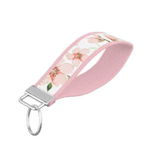 Pink flowers wrist keychain