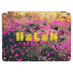 Pink Flowers, Yellow Sky, Your Name - Colorful Cas iPad Air Cover