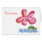Pink FlowerTurtle Imagination Watercolor Card (Front Horizontal)