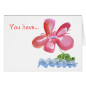 Pink FlowerTurtle Imagination Watercolor Card (Front Horizontal)