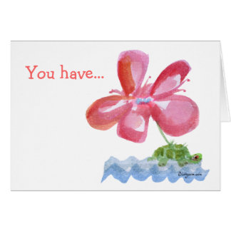 Pink FlowerTurtle Imagination Watercolor Card