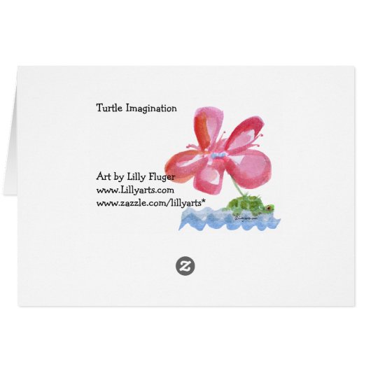 Pink FlowerTurtle Imagination Watercolor Card (Back Horizontal)