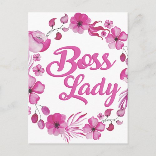 Pink Flowery Boss Lady Design Postcard