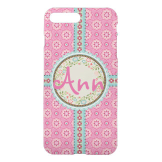 Pink & Flowery Name Label & Ribbon iPhone 8 Plus/7 Plus Case