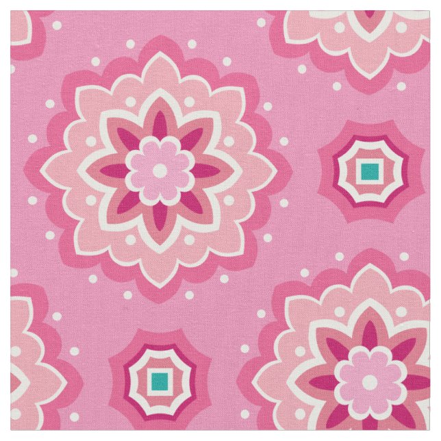 Pink & Flowery Pattern Fabric (Close Up)