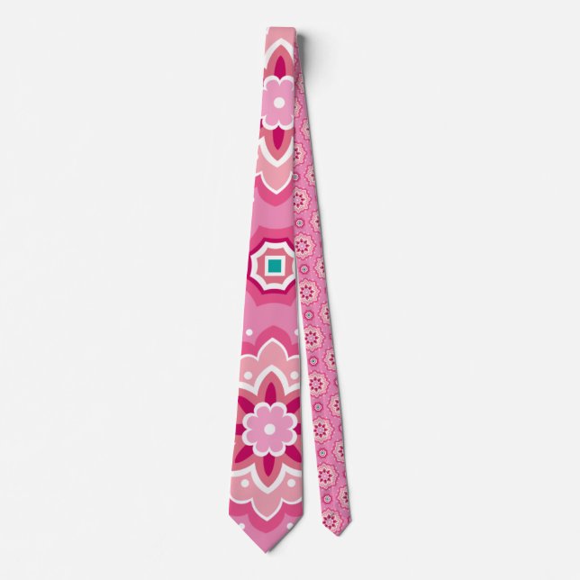 Pink & Flowery Pattern Neck Tie (Front)