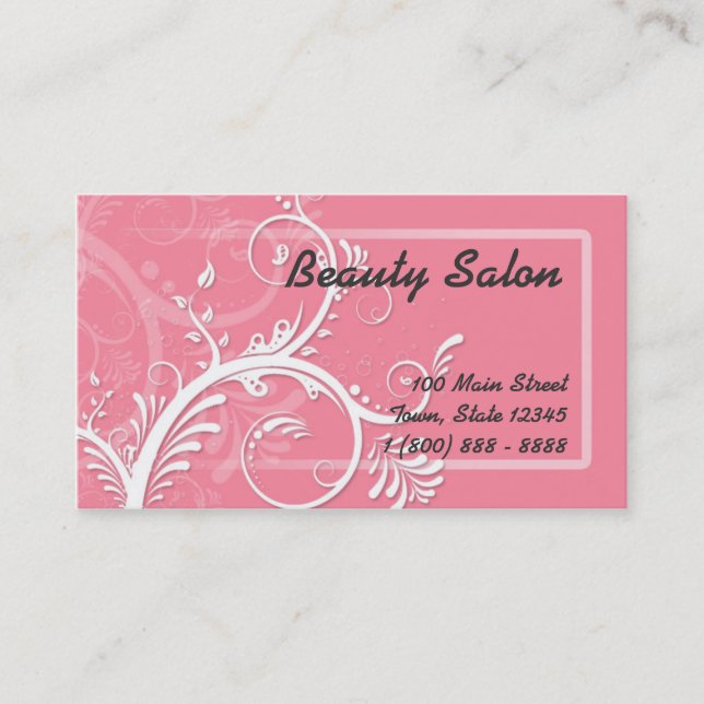 Pink Flowery Swirls Business & Appointment Card (Front)