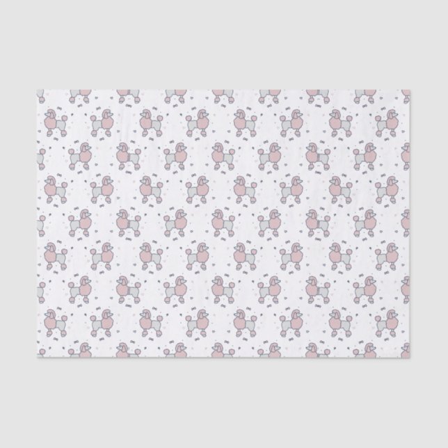 Pink Fluffy Poodles Pattern Tissue Paper (Front)