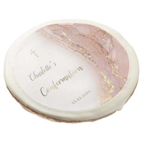 pink fluid marble Confirmation Sugar Cookie