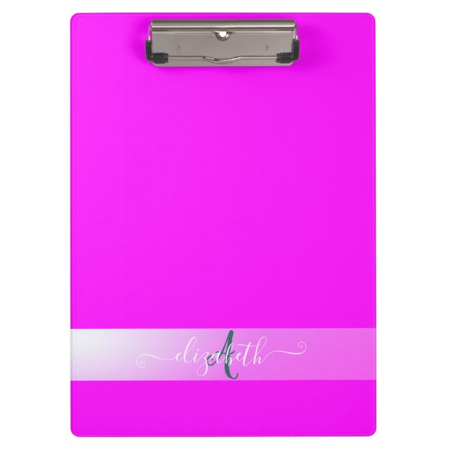 Pink Fluorescent Monogram Clipboard (Front)