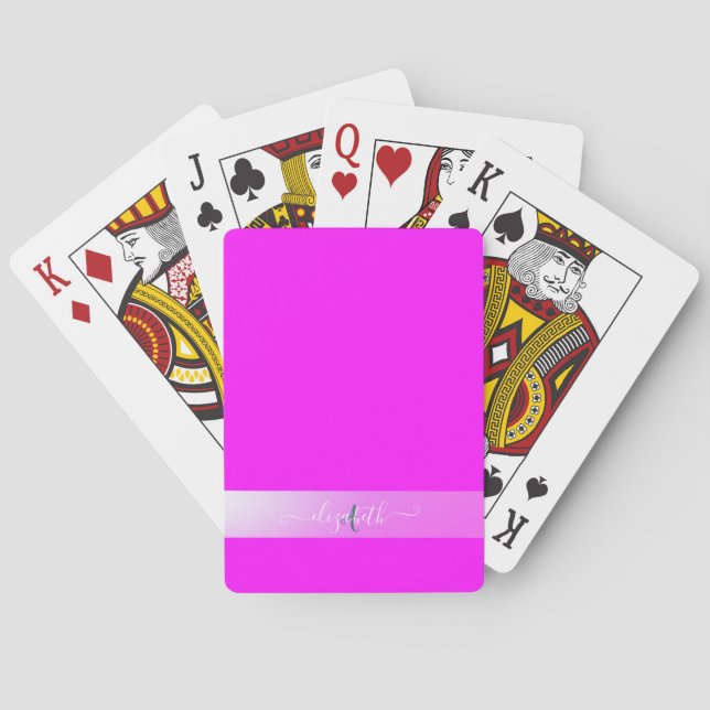 Pink Fluorescent Monogram     Poker Cards (Back)