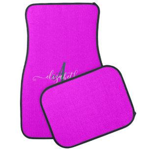 Pink Fluorescent Neon Monogram Car Floor Mat