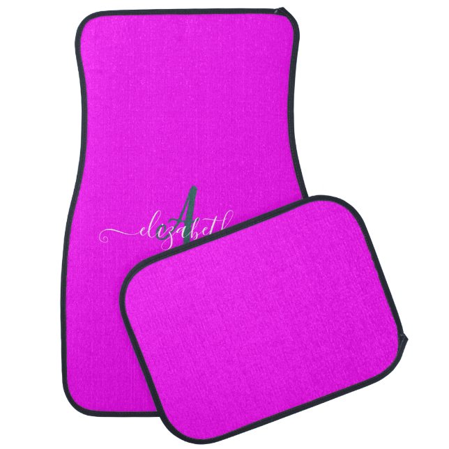 Pink Fluorescent Neon Monogram   Car Floor Mat (Set)