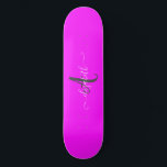Pink Fluorescent Neon Monogram   Skateboard<br><div class="desc">Monogram on pink fluorescent background. The perfect romantic gift idea. Click the Customize It button to change fonts, move text around and further customize your design.</div>