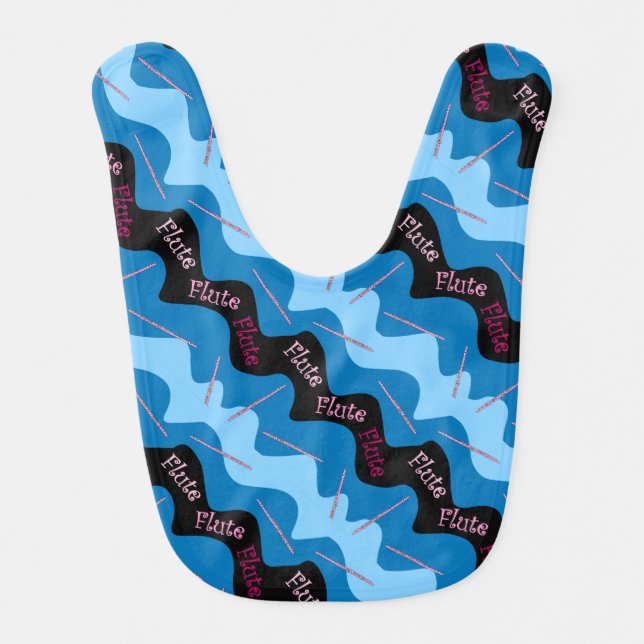 Pink Flute Pattern Baby Bib (Front)