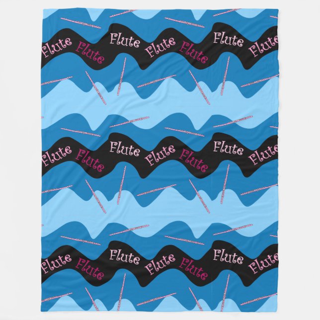 Pink Flute Pattern Fleece Blanket (Front)
